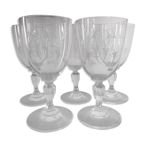 Set of 5 old screen-printed glasses