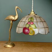 Vintage mother-of-pearl and brass pendant lampshade with fruit decorations