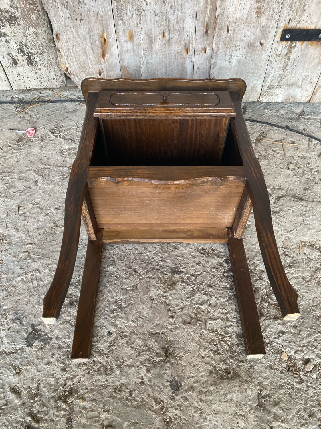 Louis XV Style Nightstand Table Wood Drawer + Vintage Case #D936