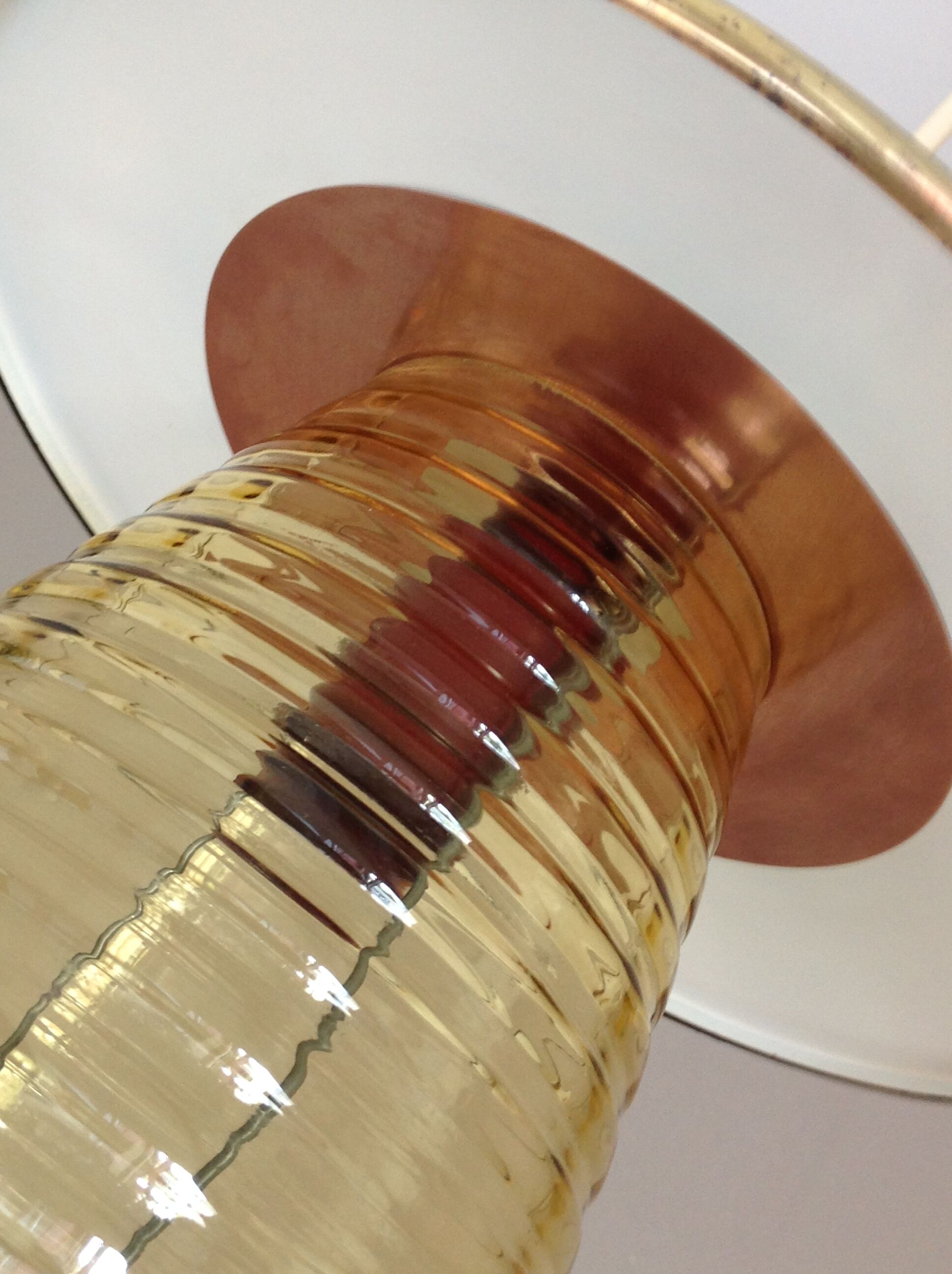 Amber glass / vintage lantern suspension 50s-60s