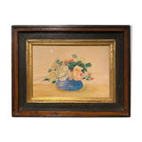 Tableau ancien , nature morte aux roses, XX siècle