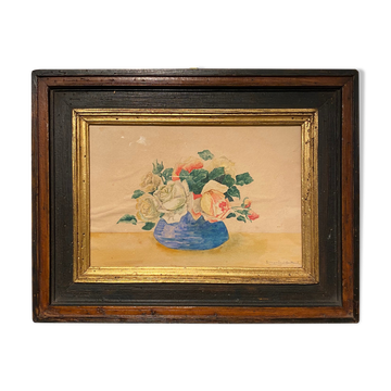Old painting, still life with roses, XX century