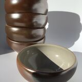 6 bols grès brun irisé intérieur gris