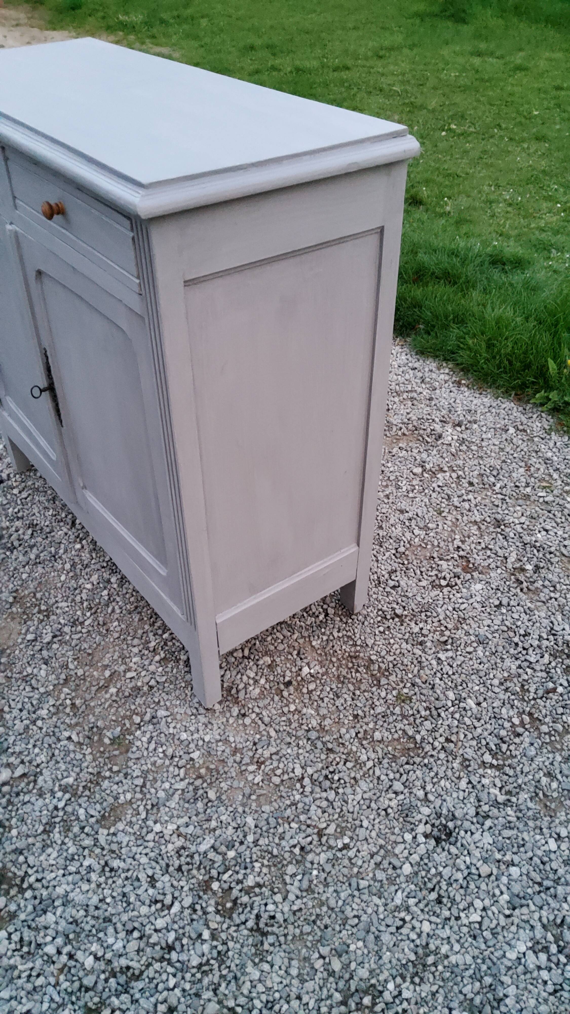 Parisian buffet patina gray 2 doors 2 drawers in solid poplar