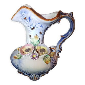 Large vintage baroque style porcelain pitcher italy 1930