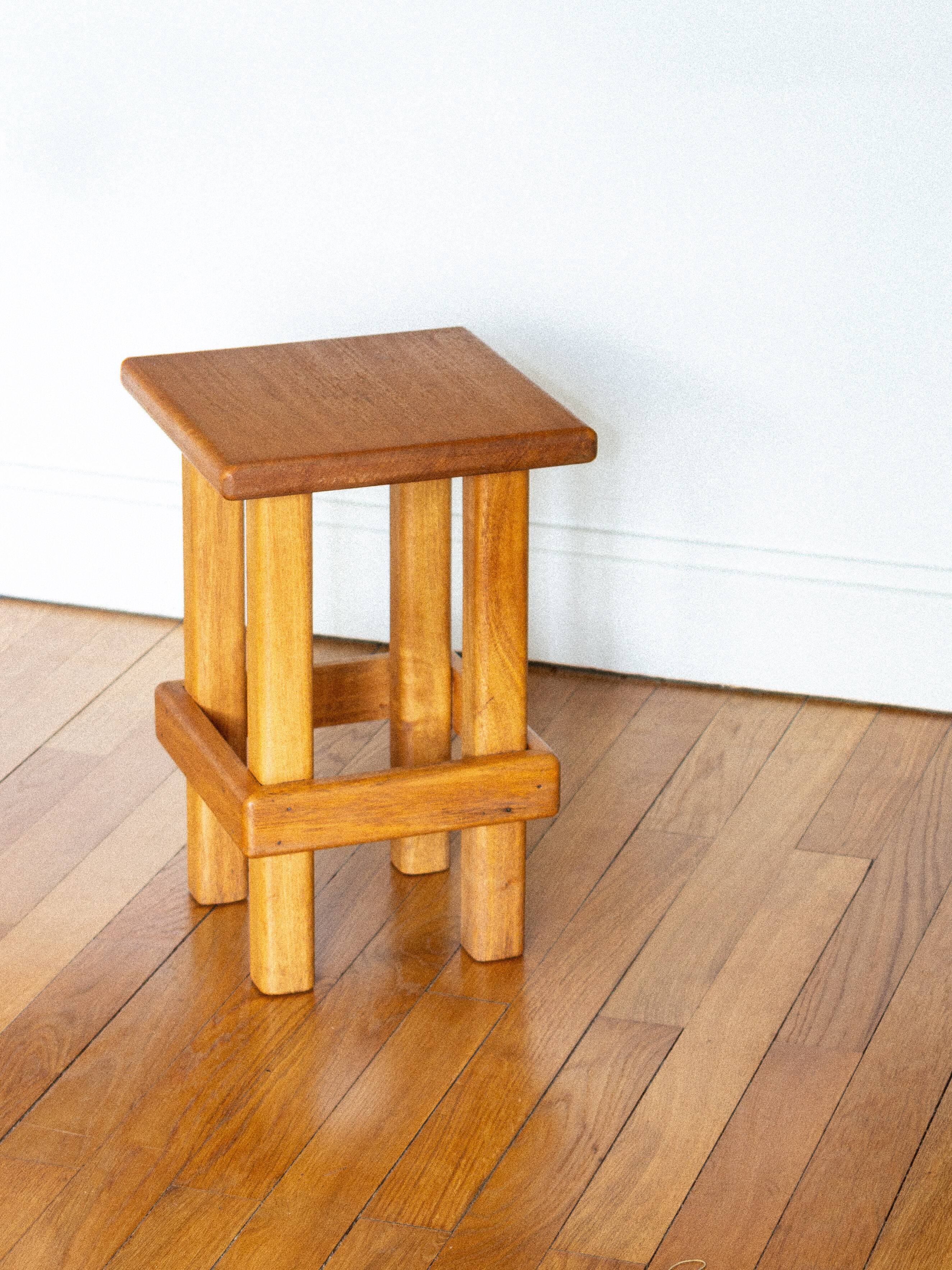 Modernist stool in framiré wood⎮70s