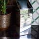 Vintage wall ashtray in shiny metal industrial style
