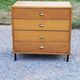 Vintage store chest of drawers in blond oak metal tube legs 4 drawers