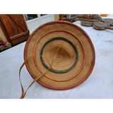 African hat from Nigeria, straw and leather