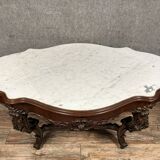 Violin-shaped pedestal table in mahogany and white marble, Napoleon III period