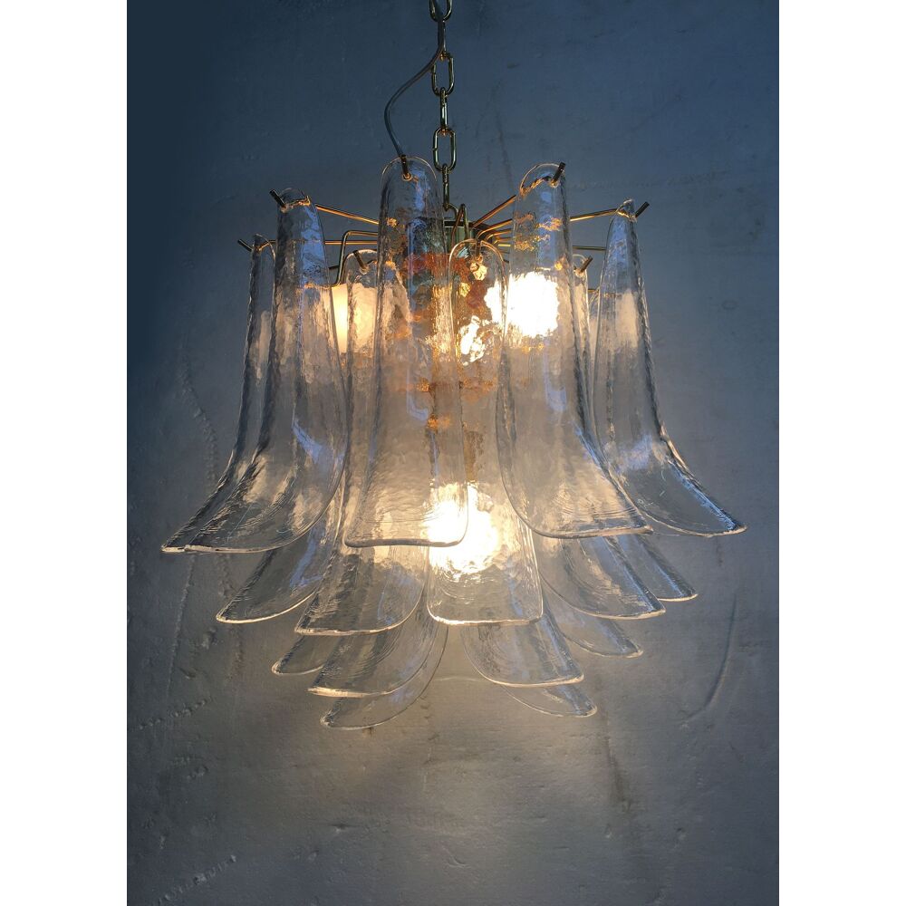 Clear “selle” murano glass chandelier d50