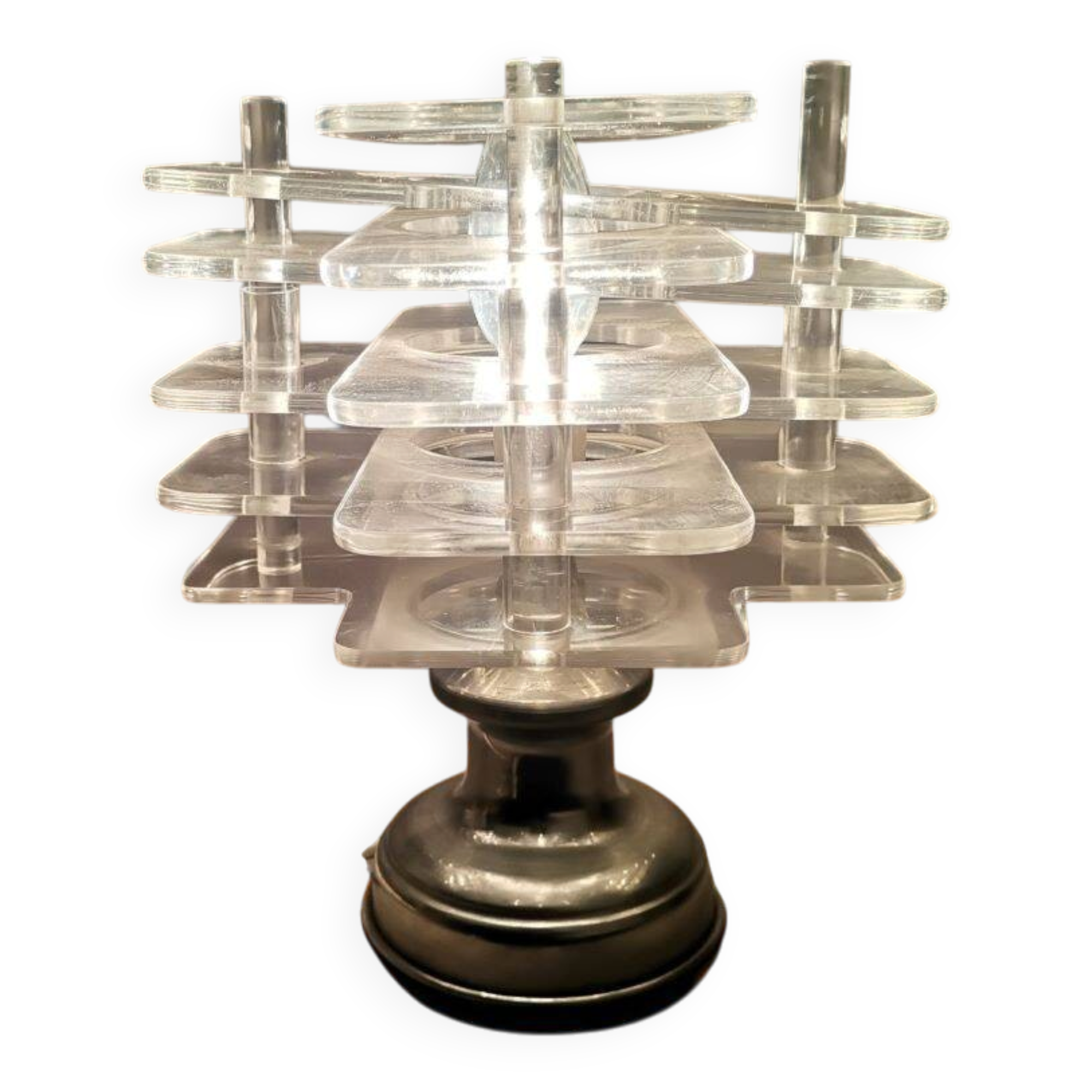 Dutch Century Modern Clear Acrylic Table Lamp, 1960s