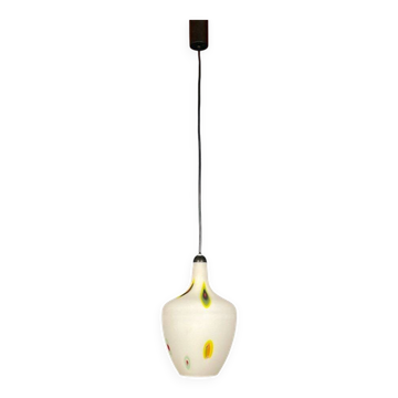 Multicoloured opaline glass pendant light from Murano by Stilnovo, Italy, 1950s.