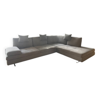 Nicoletti corner sofa in gray Alcantara
