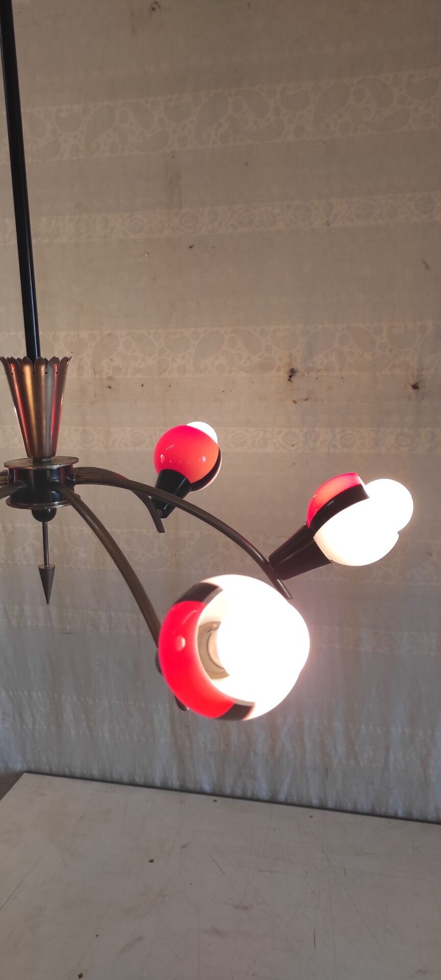 Chandelier with 6 lights in Stilnovo style and Murano glass - 1950s