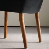 Fauteuil Danemark Moderne par Nanna Ditzel en chêne et cuir patiné, années 1950