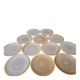 Set of 12 flat plates in stoneware Niderviller model Fauve from the 1960s.