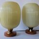 Rare Pair of Table Lamps, Glass and Wood, 1960s