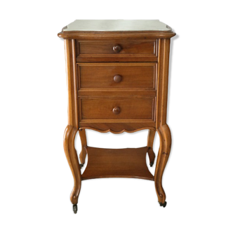 Regency style bedside table in walnut and marble