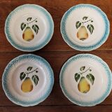 Dessert plates set of four Clairefontaine pear barbotine