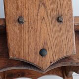 8 brutalist solid oak chairs