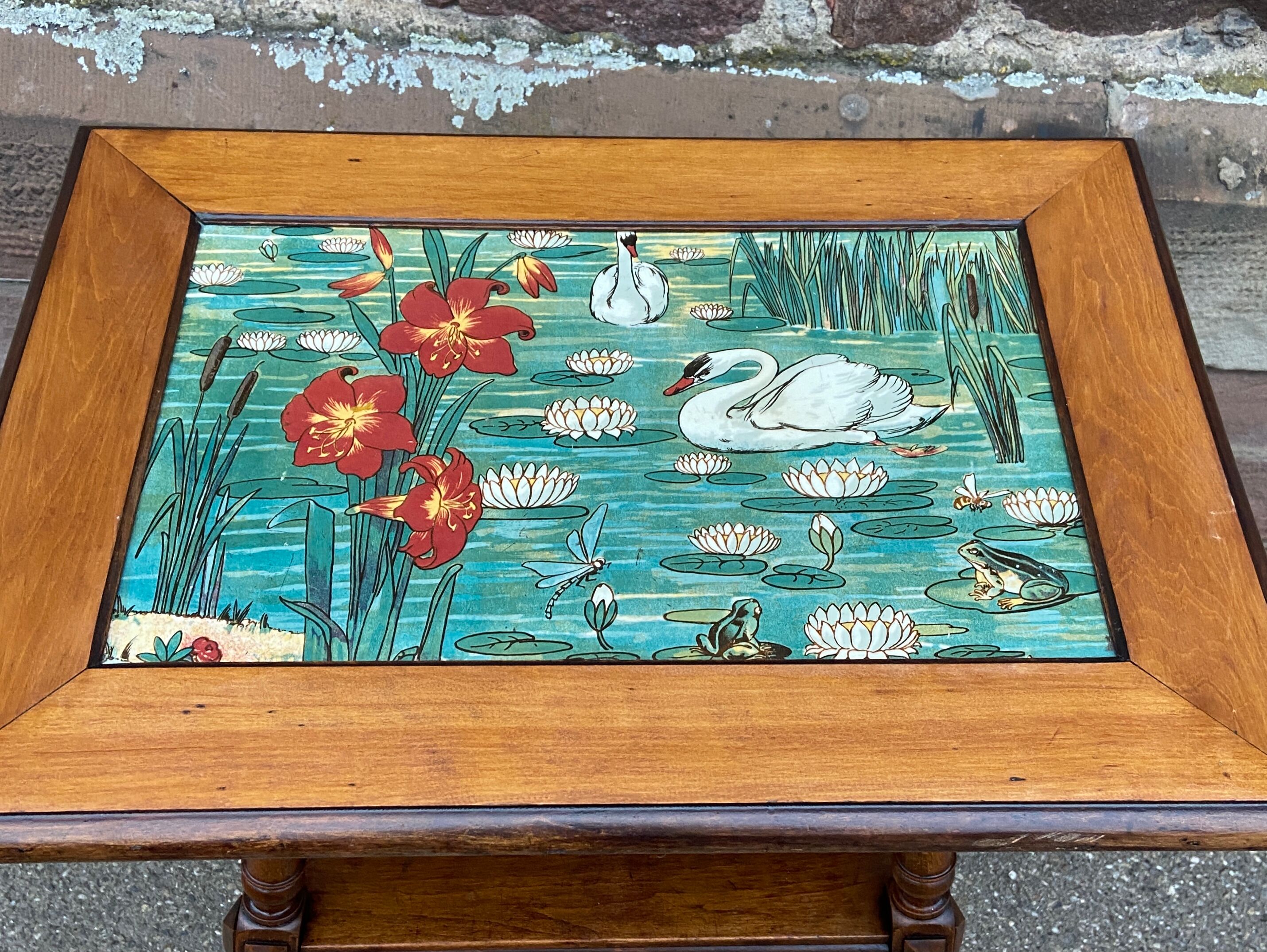 Side table jugendstil Art Nouveau wooden pedestal table 1910