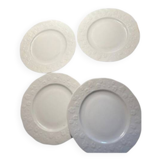 set of 4 Limoges porcelain dessert plates with wild ivy