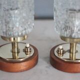 Pair of vintage lamps, bedside lamps, oblong glass globe lamps