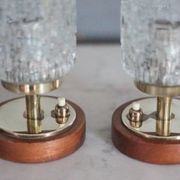 Pair of vintage lamps, bedside lamps, oblong glass globe lamps