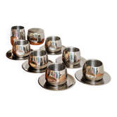 Service à expresso inox design AMC Italie 70/80s (14 pièces)