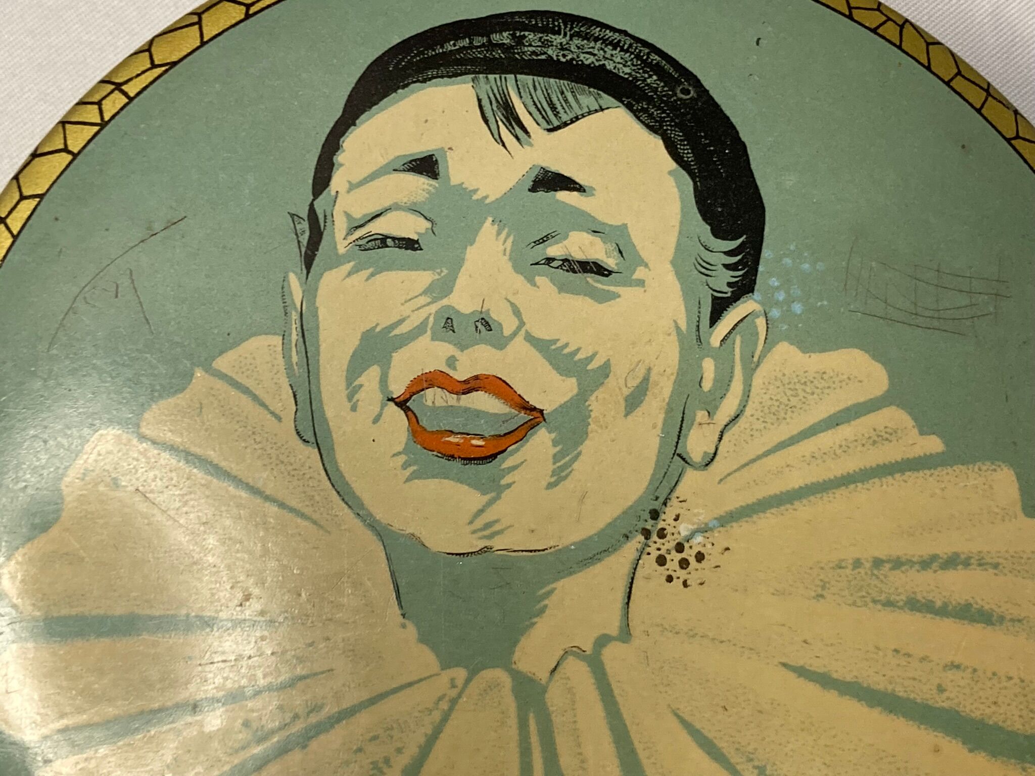 Metal box Pierrot Gourmand signed around 1930