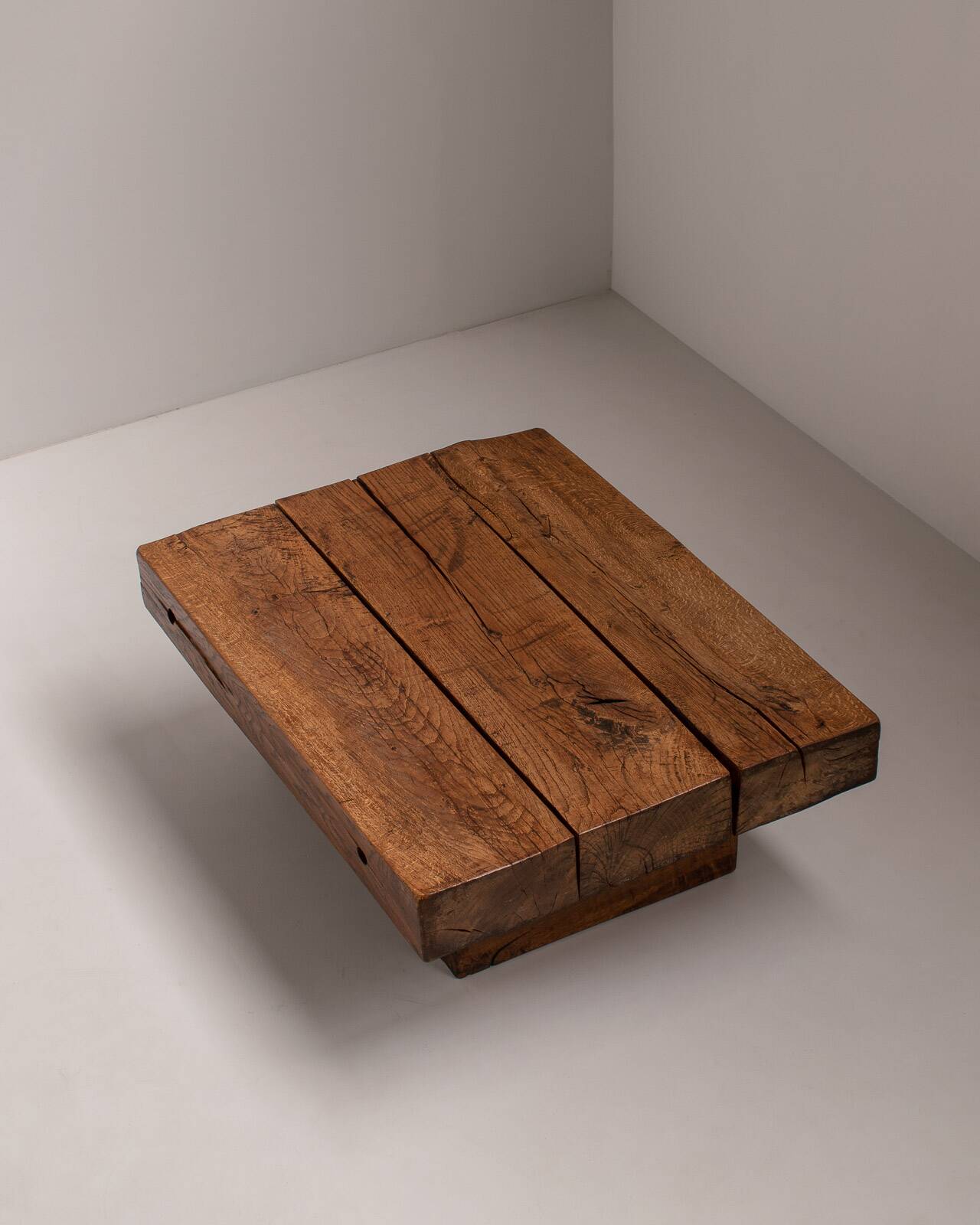 Solid Oak Wabi Sabi Coffee Table, France, 1950s