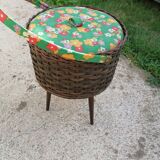Travailleuse osier pieds compas 1960/1970