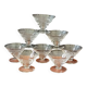 8 VERRES coniques motif lignes vintage 1950