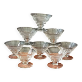8 conical glasses with a vintage 1950s line pattern.