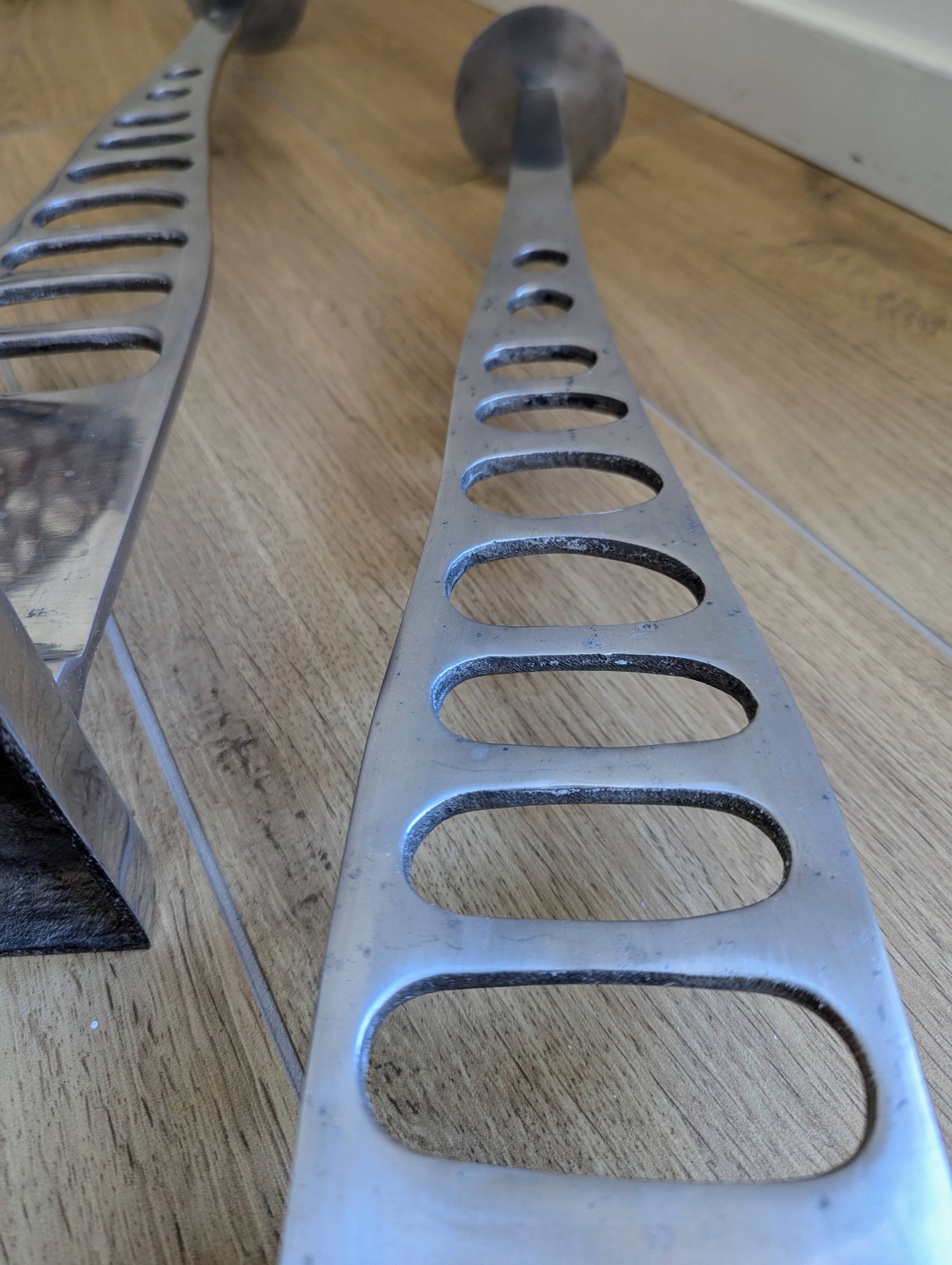 Very beautiful pair of large candlesticks on designer metal bases