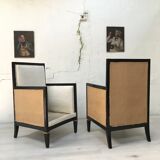 Paire de fauteuils en bois noirci