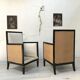 Pair of blackened wood armchairs