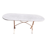 Oblong dining table white marble & vintage cast iron foot