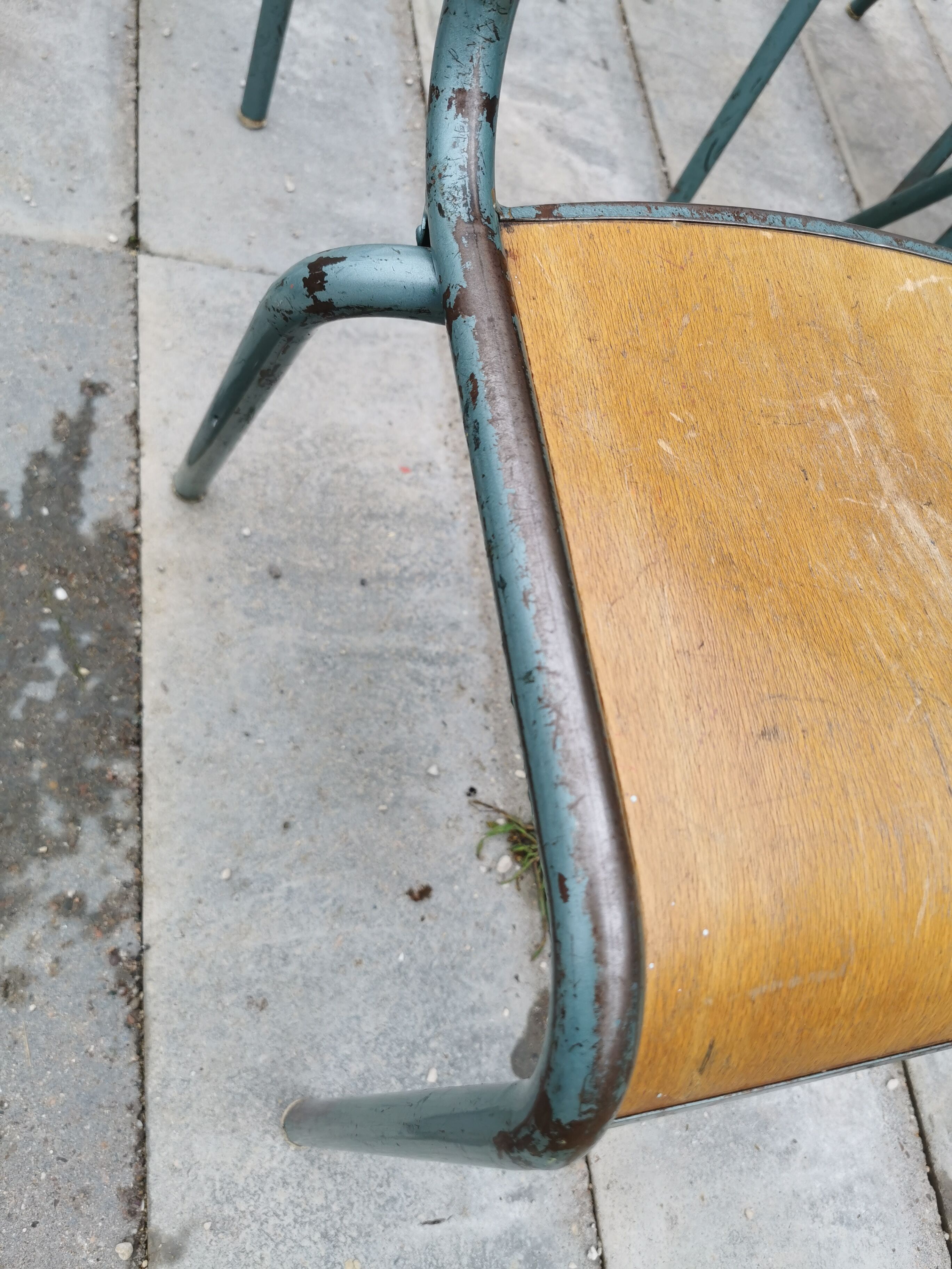 Lot five vintage school chairs