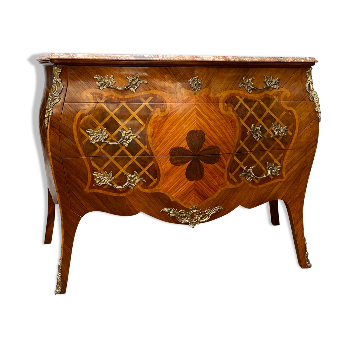 Chest of drawers stamped in marquetry Louis XV style