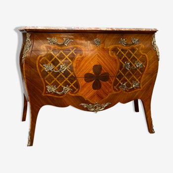 Chest of drawers stamped in marquetry Louis XV style