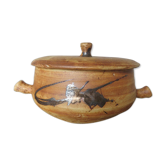 Plat " Poterie de la Colombe " en grès années 50 60