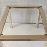 Side table in gold metal and glass - 70s/80s