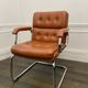 Vintage camel leather and chrome executive chair - Italian design by Co.Fe.Mo - 80's