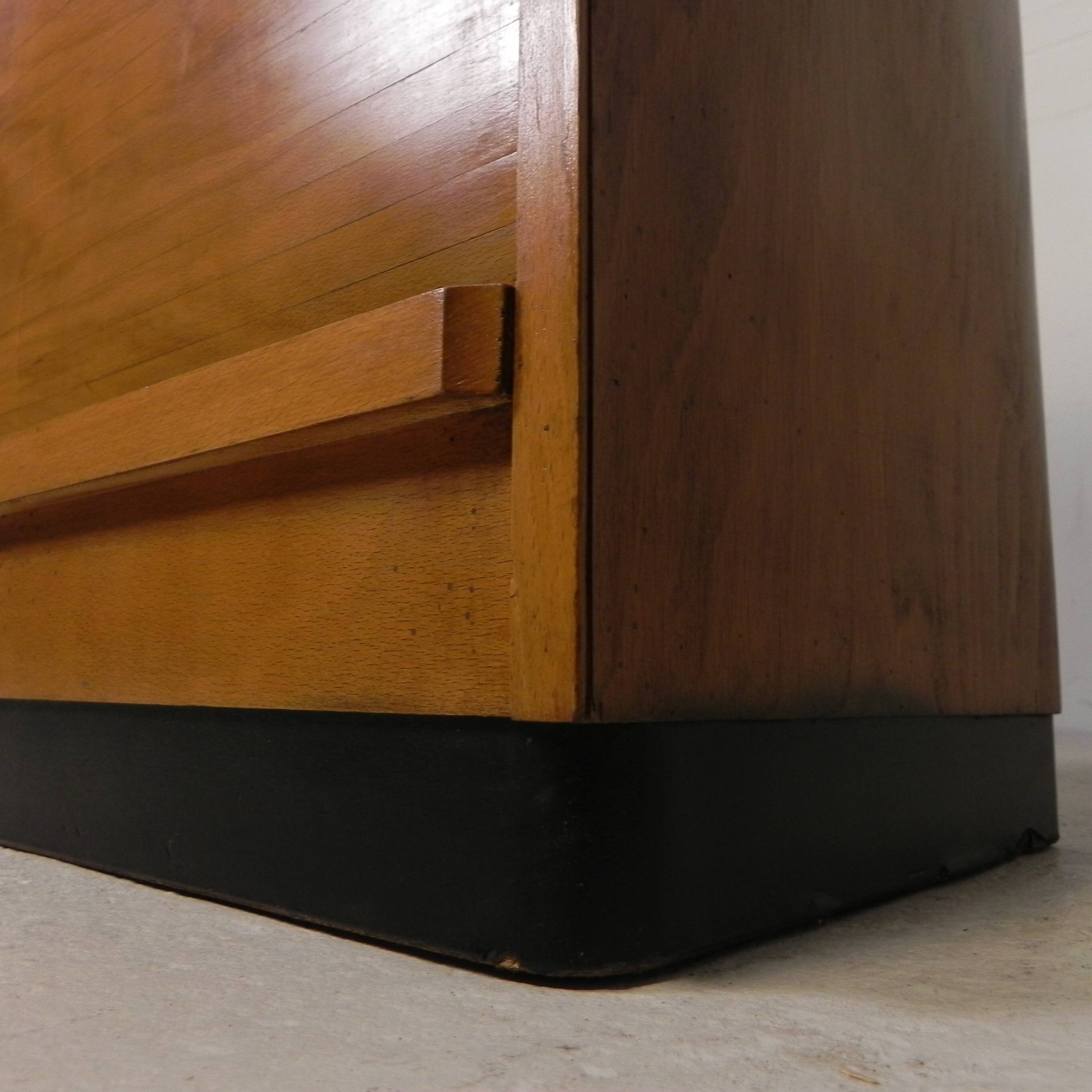 Vintage birch wood curtain wardrobe Ekawerk Horn Lippe, Germany 1950s