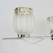 Vintage chandelier with 3 branches in chrome metal and glass globe. Year 70