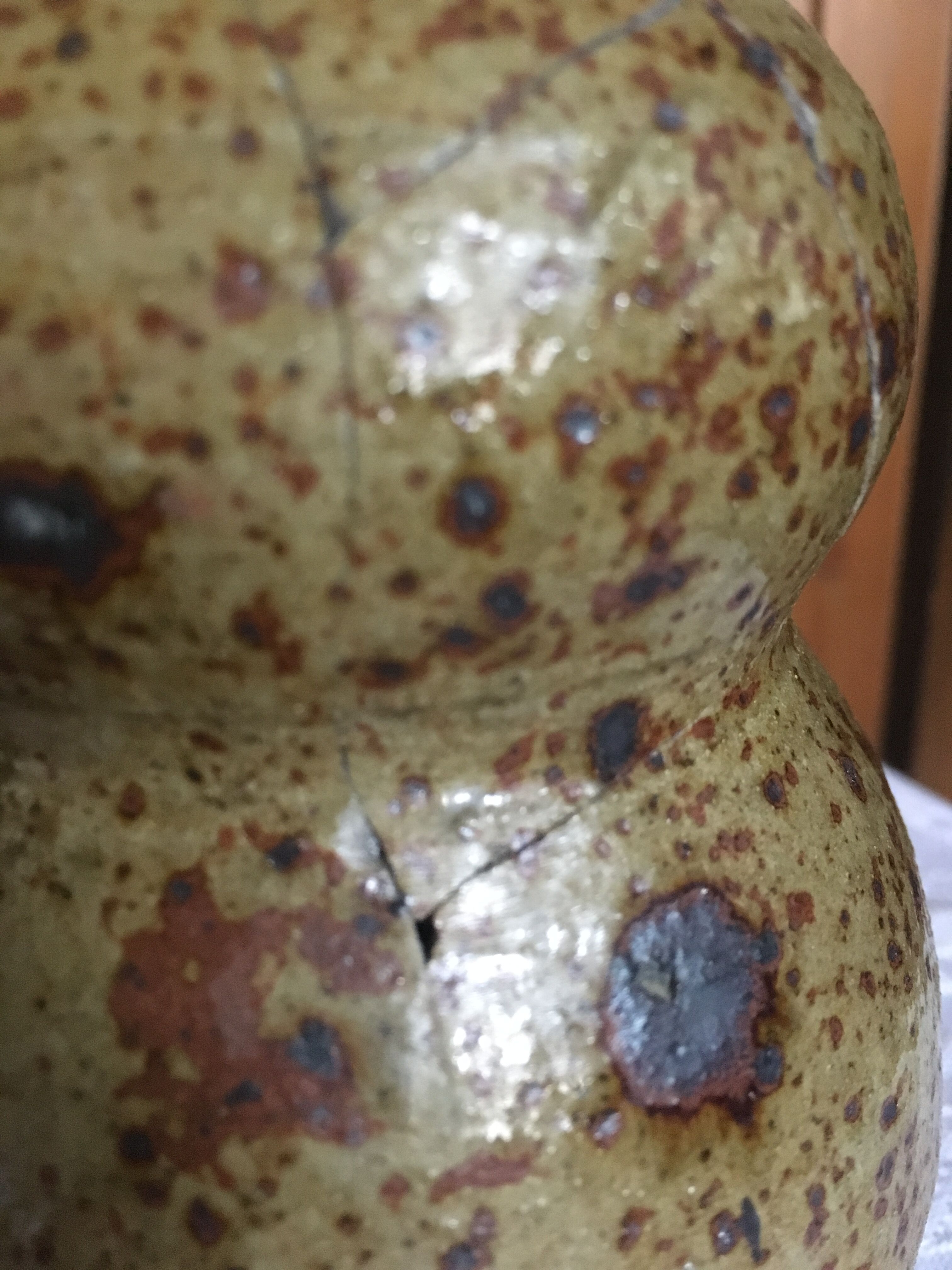 Pyrity sandstone owl lamp signed Guy Baudat