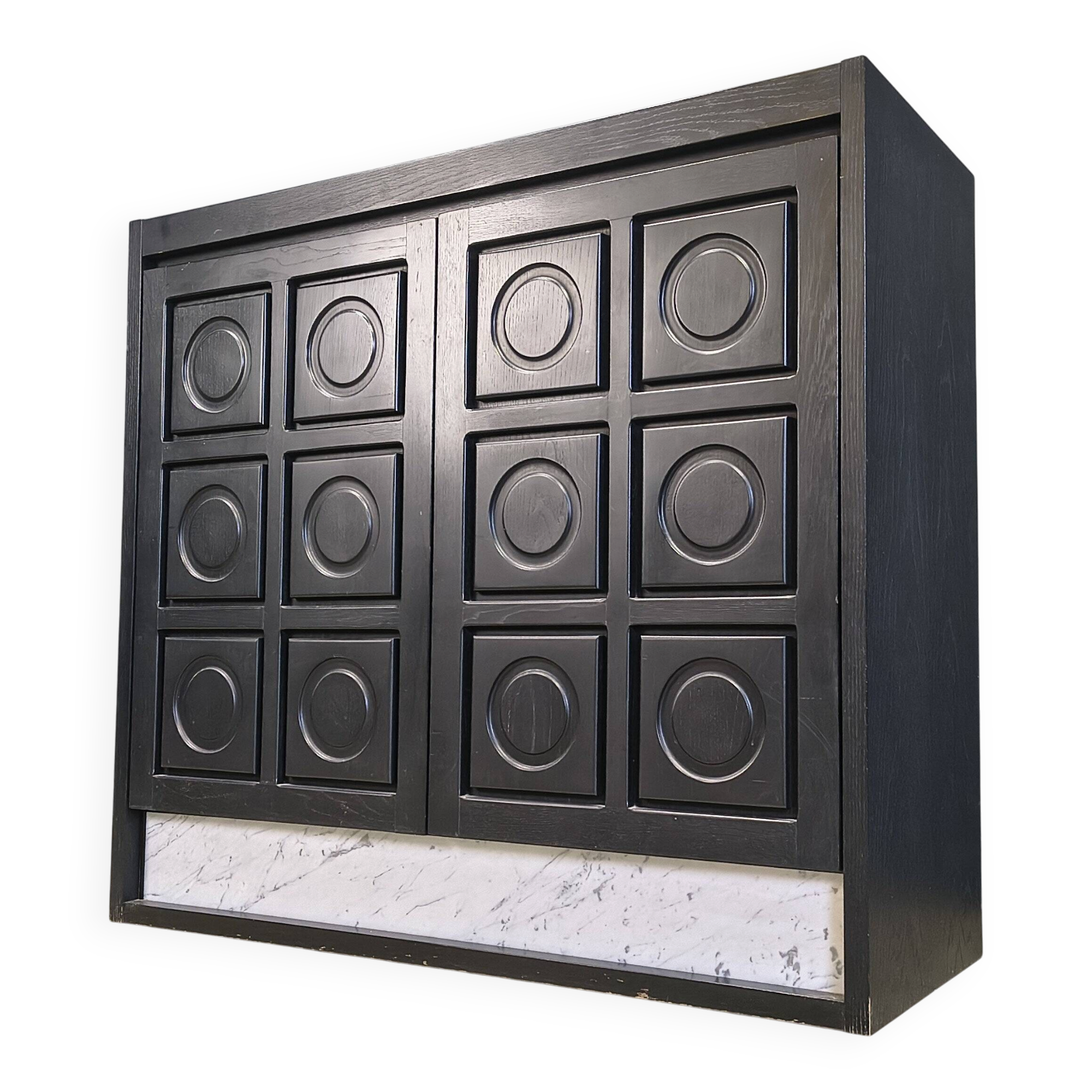 Black brutalist bar cabinet, 1970s