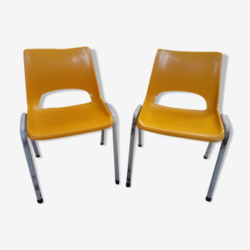 Pair of children's chairs year 70 R. Bontemps